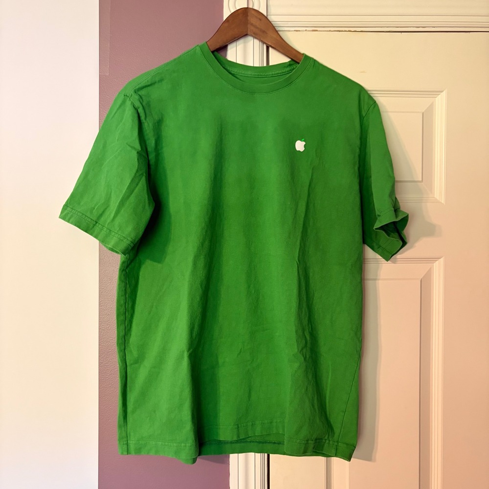 Apple T-Shirt Large Tech Promo Green Short Sleeve Recycled Cotton Logo Tee